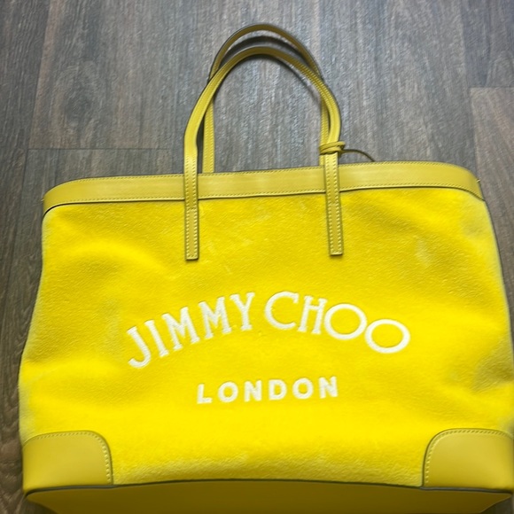 Jimmy Choo Nine2Five Logo Malibu Toweling East-West Tote Bag - Picture 3 of 12